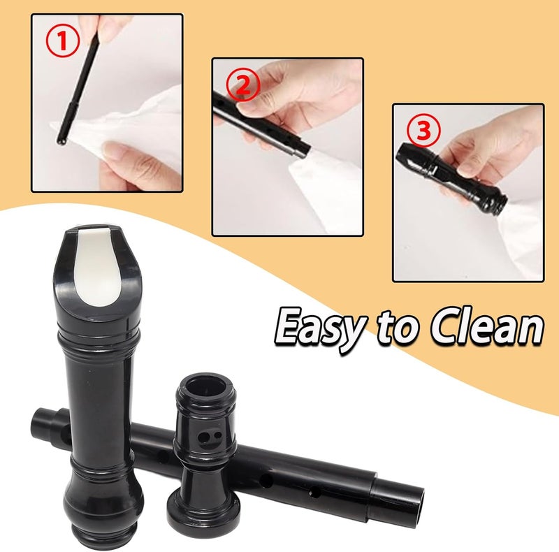 Funstreet Black Soprano Recorder Instrument 8 Hole C Key Baroque Fingering Clarinet ABS Music Flute with Cleaning Rod and Storage Bag - Image 5